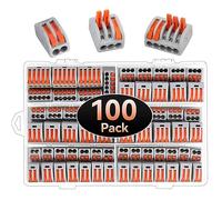 Compact Wire Connectors, Preciva 100pcs Splicing Connector, Lever Nut Assortment Conductor, Electrical Cable Blocks with 50pcs Clamps for 3-Port, 40pcs for 2-Port, 10pcs for 5-Port