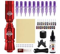 Compact Wireless Tattoo Pen Kit - Rotary Cartridge Machine with 10000RPM Motor, 5 Level Voltage Control and USB-C Charging for Tattoo Setup,Red