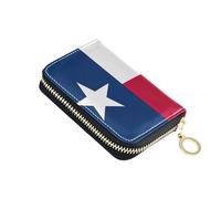 Compact Women Wallet Leather Credit Card Wallets RFID Blocking Texas Flag Coin Change Purse with Zipper