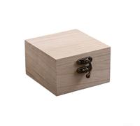 Compact Wooden Box with Lift Lid and Secure Metal Clasp for Organizing Small Objects on Desk or Nightstand (Raw Wood)