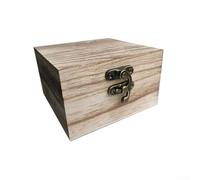 Compact Wooden Box with Lift Lid and Secure Metal Clasp for Organizing Small Objects on Desk or Nightstand (Light Color)