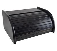Compact Wooden Bread Bin with Sliding Lid, Durable Beech Wood, Black - Ideal for Small Kitchens