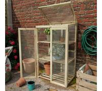 Compact Wooden Growhouse With Twinwall Polycarbonate Glazing, Lift Up Lid, 3 Shelves - 2Ft X 2Ft (0.69M X 049M)