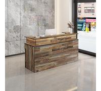 Compact Wooden Reception Desk - Ideal for Offices and Lounges Space-Saving Design for Small Areas Stylish Cashier Counter for Efficient Customer Service