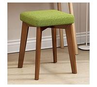 Compact wooden vanity stool - Stylish, square vanity stool with footrest, comfortable seat and footrest, perfect for bedrooms and bathrooms