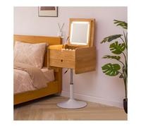 Compact Wooden Vanity Table with Drawer, Modern Folding Makeup Desk, Lift-Top Dressing Table with Mirror for Bedroom, Stylish Makeup Station Furniture