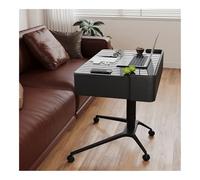 Compact Wooden Vanity Table with Flip Mirror, Modern Makeup Desk on Wheels, Bedroom Dressing Table Furniture, Stylish Makeup Station with Mirror