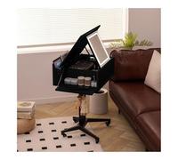 Compact Wooden Vanity Table with Flip Mirror, Stylish Makeup Desk, Large for Bedroom & Bathroom, Elegant Black Dressing Table for Home Use