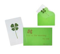 compactini Genuine Real Breed Four Leaf Clover Bookmark GOOD LUCK Gift Card with Envelope, Good Luck Charm Deco Handmade Laminating, 3.54" x 2.4" (Green)