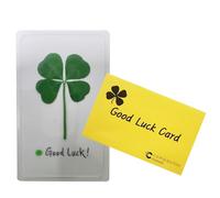 compactini Genuine Real Breed Four Leaf Clover Bookmark Lettering Thick Frame Card with Envelope, Good Luck Charm Deco Handmade Laminating, 3.54" x 2.4" (Yellow)