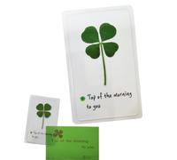 compactini Genuine Real Breed Four Leaf Clover Bookmark Lettering Thick Frame Card with Envelope, Good Luck Charm Deco Handmade Laminating, 3.54" x 2.4" (Green)