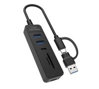 Compactly 5 In 1 USB Splitter For Simultaneous Data Transfer Through 3 Port And Double Storage Card Slots USB C Adapter For Data Transfer