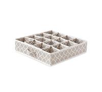 Compactor 16 Compartment Drawer Organiser Divider, For Underwear and Accessories, 40 x 40 x H9 cm, Non-Woven Polypropylene, Taupe/White, Madison Range, RAN7470