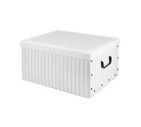 Compactor Anton Decorative Cardboard Storage Box with Lid, Foldable Storage Box for Wardrobe, Toys, Photos, 50 x 40 x 25 cm, Grey/White, RAN7913
