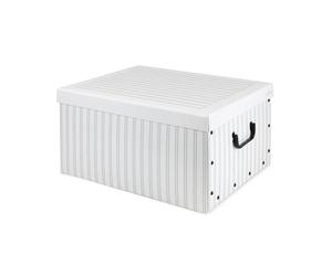 Compactor Anton Decorative Cardboard Storage Box with Lid, Foldable Storage Box for Wardrobe, Toys, Photos, 50 x 40 x 25 cm, Grey/White, RAN7913