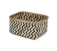 Compactor Bamboo Storage Basket, Hand-Woven with Herringbone Patterns, Dark Wood, 30 x 23 x H. 15 cm, RAN6434_L