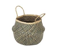 Compactor Belly Basket, Collection Size L, 35X35X32 cm, Black Seagrass Handwoven Storage Basket