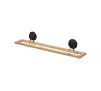 Compactor Bestlock Black Wall Mounted Towel Rail, Suction Cup Mounting, Supports up to 12 kg, Bamboo and Powder Coated Iron, 58.2 x 9.8 x H. 9.5 cm, Black/Brown, RAN10212