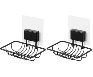 Compactor Bestlock Magic Bath Black Soap Holder - Wall-Mounted, Auto Adhesive, Black Plated Steel Wire (Pack of 2)