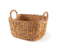 Compactor Caracas Storage Basket, Hand-Woven Water Hyacinth with 2 Handles, Ideal Hamper for Toy Storage, Bathroom and Living Rooms, Large Size, Natural Brown
