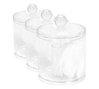 Compactor, Cotton Swab Box with Lid, Transparent, Dimensions: 9.7 x 12 cm, RAN5058 (Pack of 3)