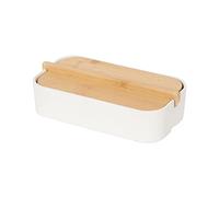 Compactor Ecologik Storage Box with Lid, Eco-Friendly Bamboo, 100% Natural, 100% Biodegradable, 100% Plastic Free, 15.4 x 8.3 x 3.8 cm, White/Brown, RAN10268