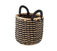 Compactor Flora Seagrass Storage Basket, Size Medium, Dia 25 x 25cm, Black/Brown, RAN10562
