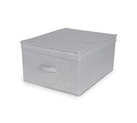 Compactor Foldable Storage Box with Lid, Non-Woven Polypropylene and Cardboard, 40 x 50 x 25cm, Boston Range, Grey, RAN10907
