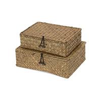 Compactor Macao Storage Basket, Set of 2, Seagrass, Brown, 25 x 19 x 8 cm