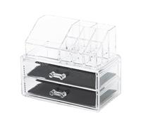 Compactor Make-up and Jewellery Storage Box, With 2 Drawers, Transparent, Polystyrene, Fabric Lining, 18.8 x 11.7 x H. 15.8 cm, RAN5048