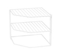 Compactor Kitchen Corner Cupboard Storage Organiser Shelf/Rack, WHITE METAL WIRE, 24 x 23 x 20.3 cm