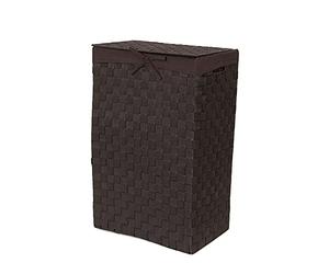 Compactor Rectangle Laundry Basket with Lid, Woven Washing Hamper for Storing Clothes and Linen in Bedrooms and Bathrooms, Removable Liner and Carry Handles, Taupe, Chocolate Brown, Range