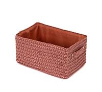 Compactor Rectangle Storage Basket with Pull Handle, Woven Storage Box Reinforced with Cardboard, For Cupboard, Desk and Shelf Storage, Black with Matching Inner Lining, Lilou Range