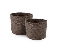 Compactor Round Woven Storage Baskets, Set of 2, Mika Range, Seagrass Material, Small and Large, Brown, Product Code RAN6532