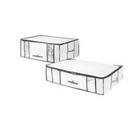 Compactor Set of 2 Space Saving Semi Rigid Under Bed Vacuum Storage Boxes, Size XXL (210L) and L (145L), 65 x 45 x 27 cm, 65 X 45 X 15.5 cm, Life Range, White/Grey, RAN7683