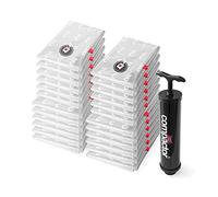 Compactor Set of 24 Space Saving Vacuum Storage Bags with Travel Pump, 12 x Medium and 12 x Large, 55 x 90 cm/80 x 100 cm, Transparent, Aspispace Range, RAN10832