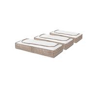 Compactor Set of 3 Extra Flat Underbed Storage Cases, Anti-Dust, Rivoli Range, Brown/White, Polypropylene and EVA, 45 x 108 x H15cm, RAN9816