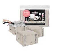 COMPACTOR - Set of 3 vacuum storage bags Size M - 42 x 40 x H27 cm - Beige - Compression with vacuum cleaner - Patented valve - Large capacity - Protected linen