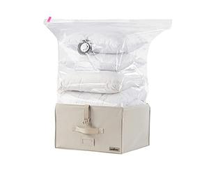 Compactor Space Saving Rigid Vacuum Storage Box, Size Medium, 100 Litre, 42 x 42 x 25cm, Life 2.0 Range, Beige, RAN7116