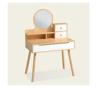 CompactTable for BedroomSmall Desk with Multiple rage Spaces Stable Structure & Strong LoadBearing CapacityIdeal for Small Spaces Wood Color Finish