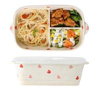 CompadreBol Ceramic Lunch Box, Beige Lunch Box with lid, Leak-Proof and Reusable, Ideal for use in the Office, picnics, Short Trips or Cycling