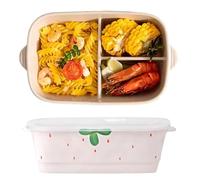 CompadreBol Ceramic Lunch Box, Divided and Covered Lunch Box with Good Leak Proof Sealing Performance, Reusable, Very Suitable for use in The Office, Picnic, Short Trip or Cycling