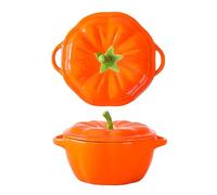 CompadreBol Ceramic Pumpkin Bowl (450ml), Orange Soup Bowl with lid, Halloween/Fall Season, Suitable for Microwave and Oven use