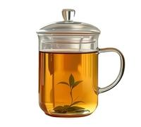 CompadreBol Glass Cup, 500ml/17oz Large Capacity Tea Cup with Lid for Hot & Cold Drinks, Coffee, Milk, Juice, and Ice Cream