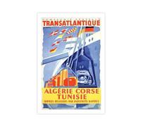 Compagnie General Transatlantique, Algeria, Corsica, Tunisia Vintage Travel Poster Canvas Modern Poster Wall Art Prints Paintings Living Room Bedroom Decor 24x36inch(60x90cm)