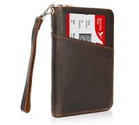 compalo Passport Holder Passport Wallet Full Grain Leather RFID Blocking Passport Cover Case Family Travel Wallet for 6 with YKK Zipper, Dark Brown, Family Passport Holder for 6 With Ykk Zipper