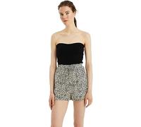 Compania Fantastica Black Beige Floral Print Shorts with Elasticated Waist