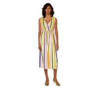 Compania Fantastica Multi Colour Striped Print midi Dress with wrap Neckline