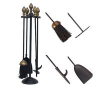 Companion Tool Set Acorn Handle Fireplace Brush Shovel Poker Tong Hearth Tidy Set