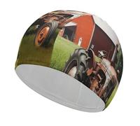 Company Farm Tractor Bathing Cap High Elasticity Swimming Caps Fit Both Long Hair Short Hair Comfortable Large Shower Cap for Drag Reduction and Hair Protection